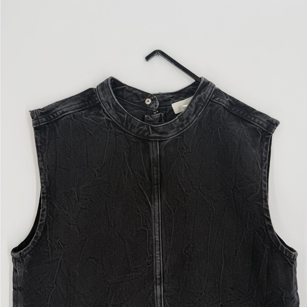Cos Sleeveless Zip Up Denim Top In Black